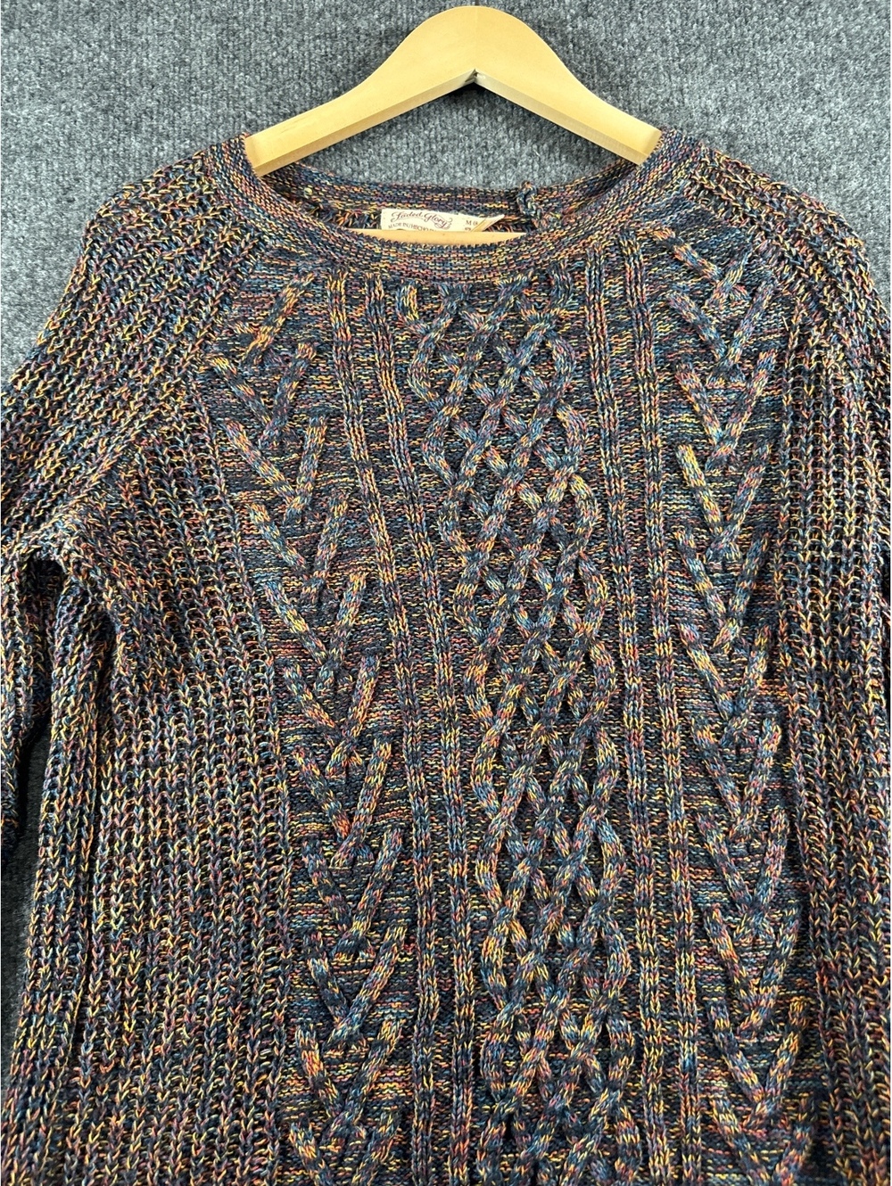 Faded Glory Girls M 8-10 Multicolor Cable Knit Sweater Pullover Marled
